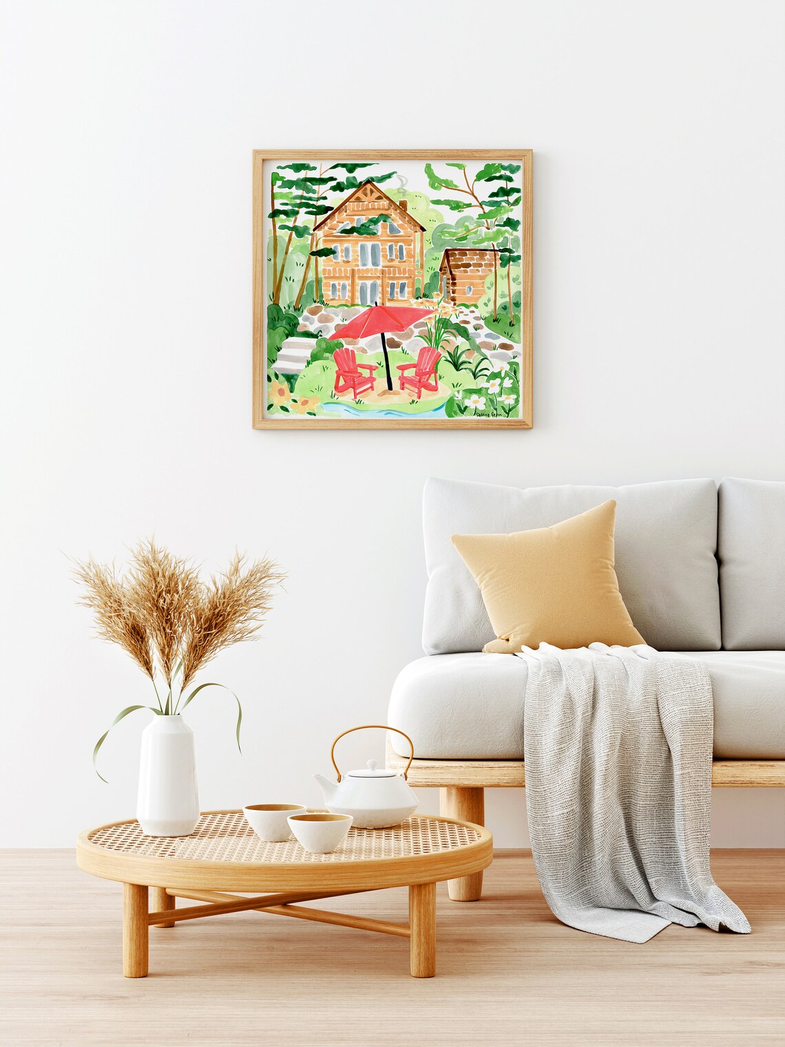 Canadian Cottage Print, Muskoka Chalet Flowers Art Print - Image 3
