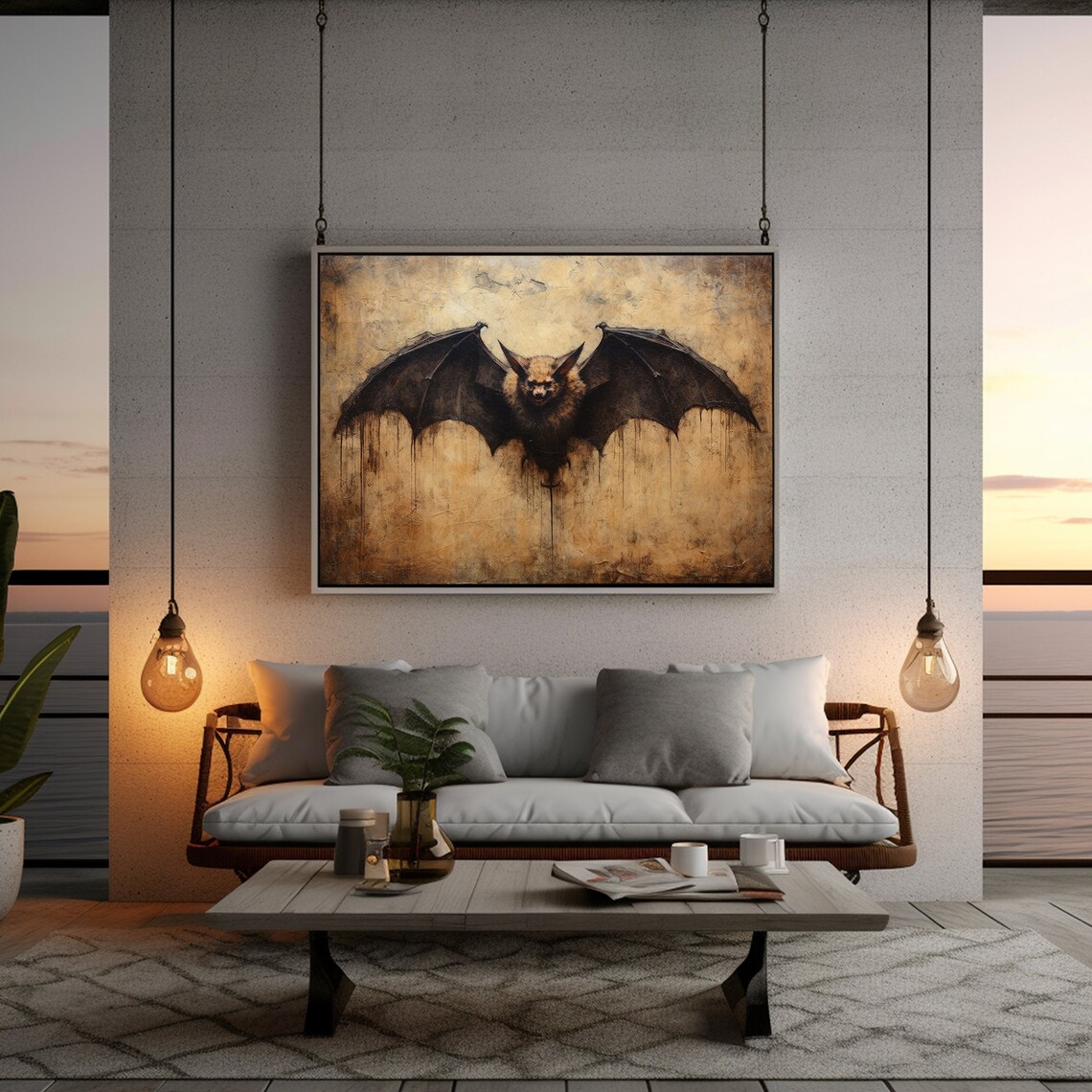 Vintage Bat Painting, Gothic Halloween Art Print - Image 5