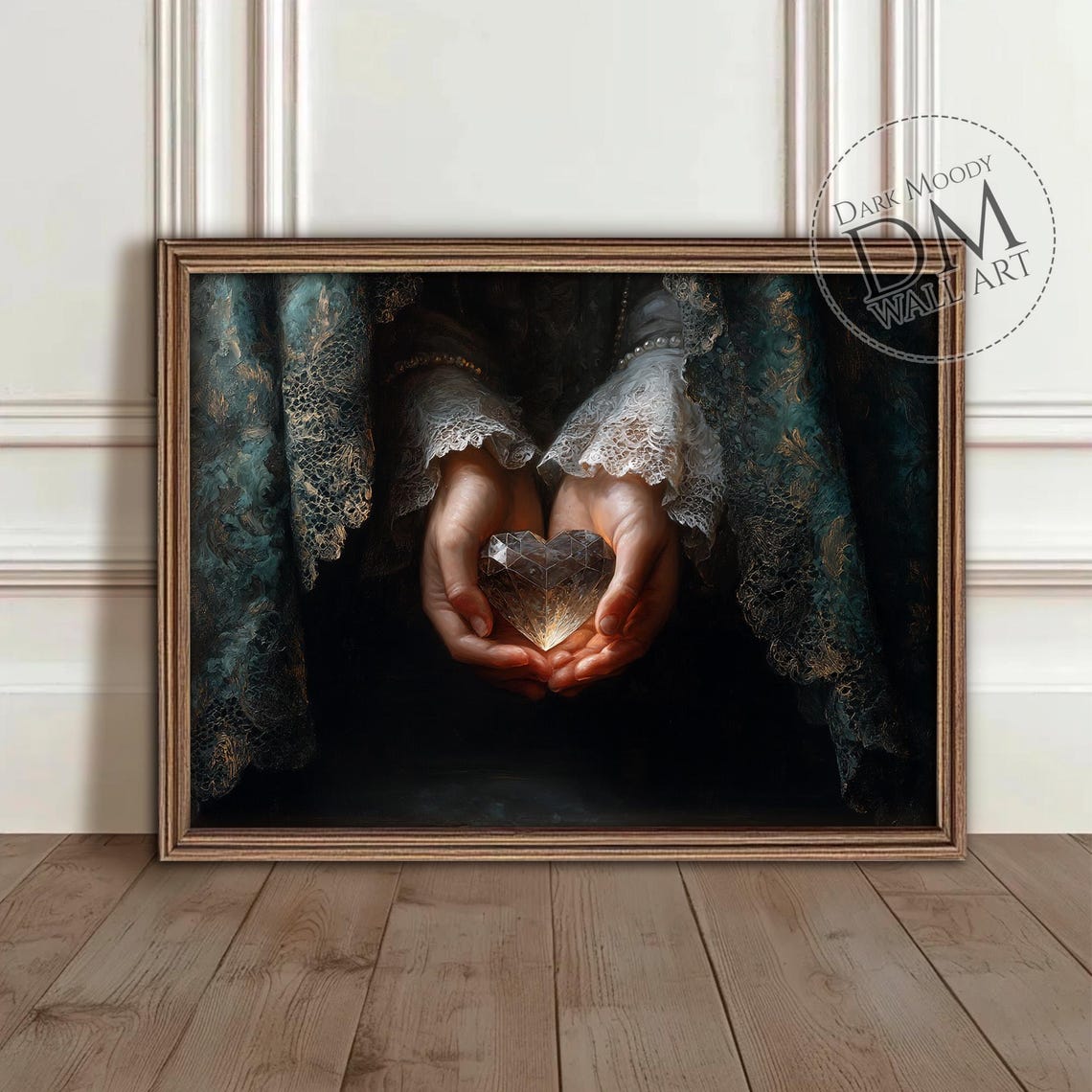 Crystal Heart in Hands Dark Gothic Romantic Love Wall Poster