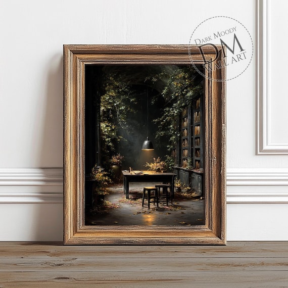 Dark Library Wall Art Gothic Academia Interior Print