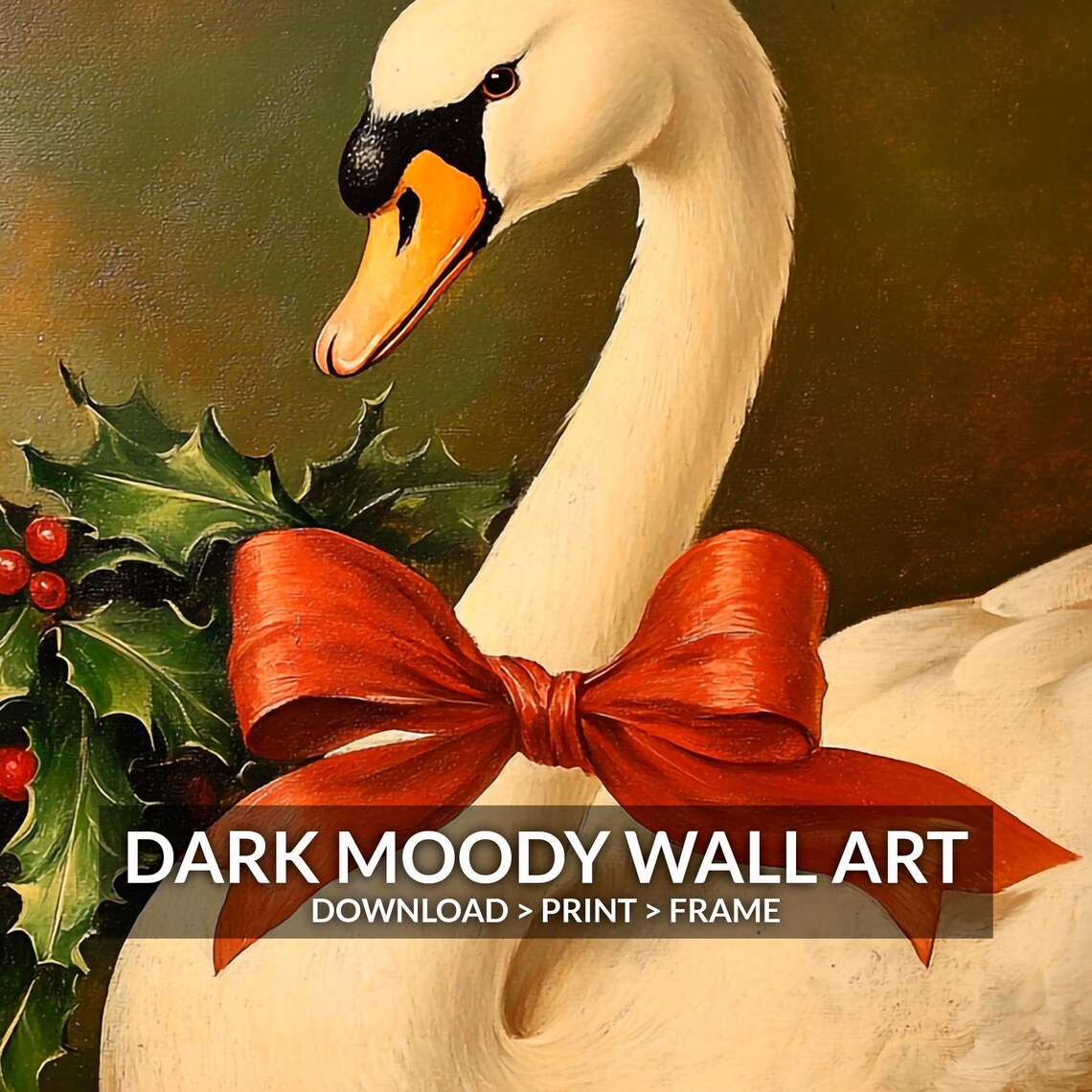 Christmas Swan Vintage Christmas Tree Art Print - Image 6