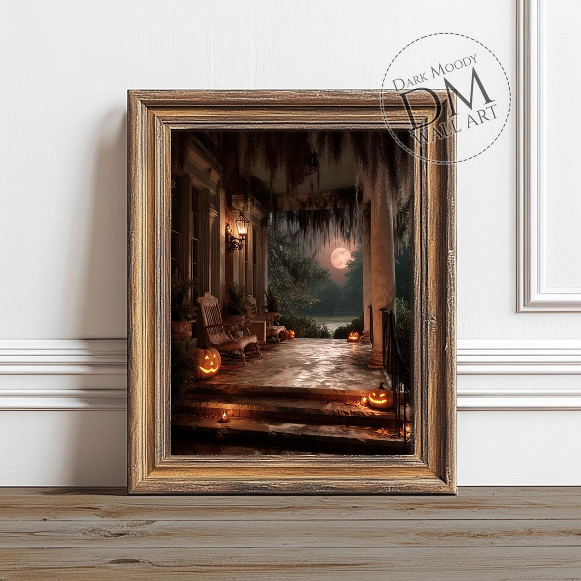 Pumpkin Porch Halloween Wall Art Jack Olantern Gothic Print