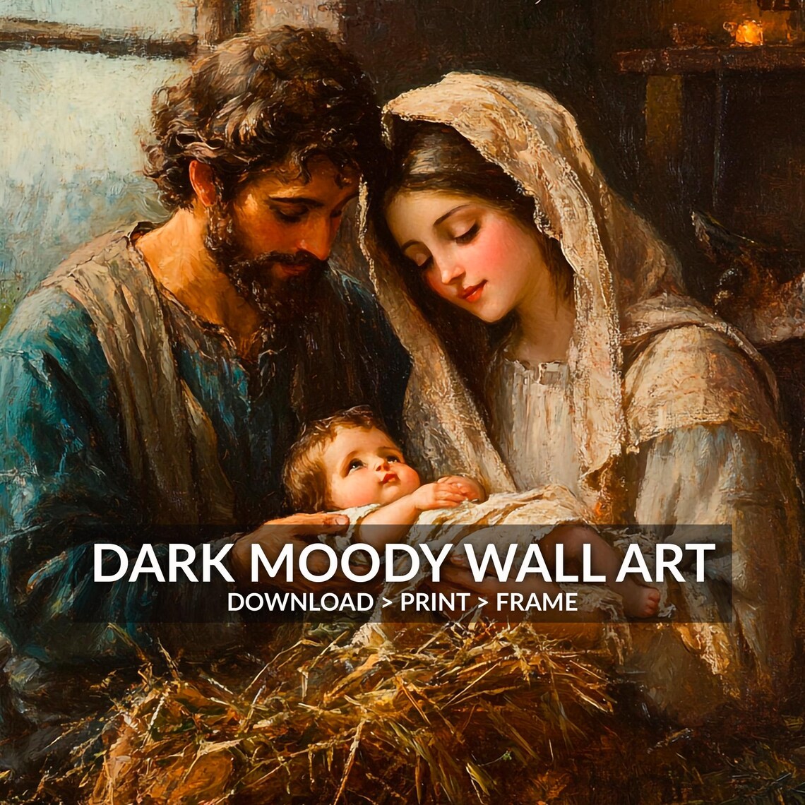 Holy Family With Baby Jesus Vintage Christmas Art Print - Image 6