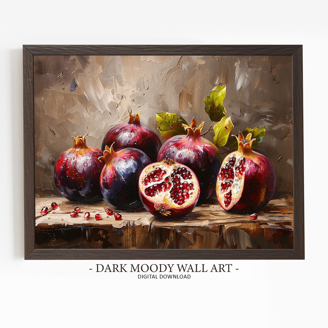 Pomegranate Art Print, Dark Moody Still Life
