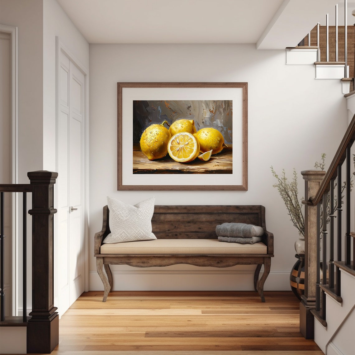 Fresh Lemons with Water Drops on Wood Rustic Kitchen Still Life Poster - Image 5