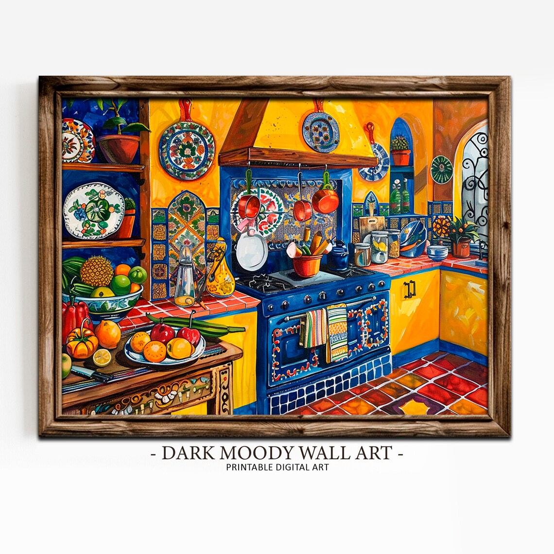 Mexican Talavera Kitchen Art Print, Folk Art