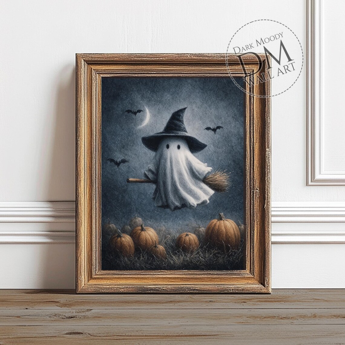 Pumpkin Witch Wall Art Spooky Halloween Print