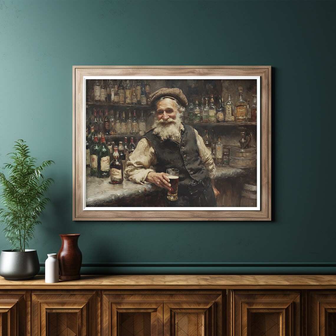 St. Patrick's Day Old Man in Irish Pub Art Print - Image 3
