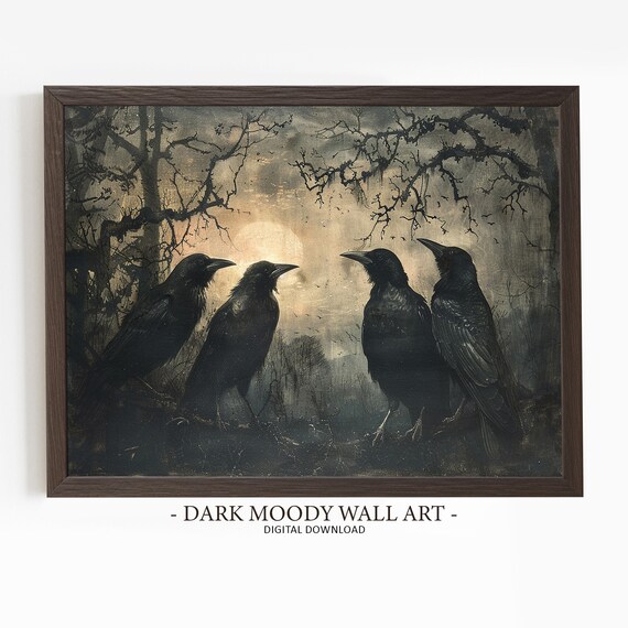 Ravens Of Dusk Wall Art Gothic Dark Crow Print