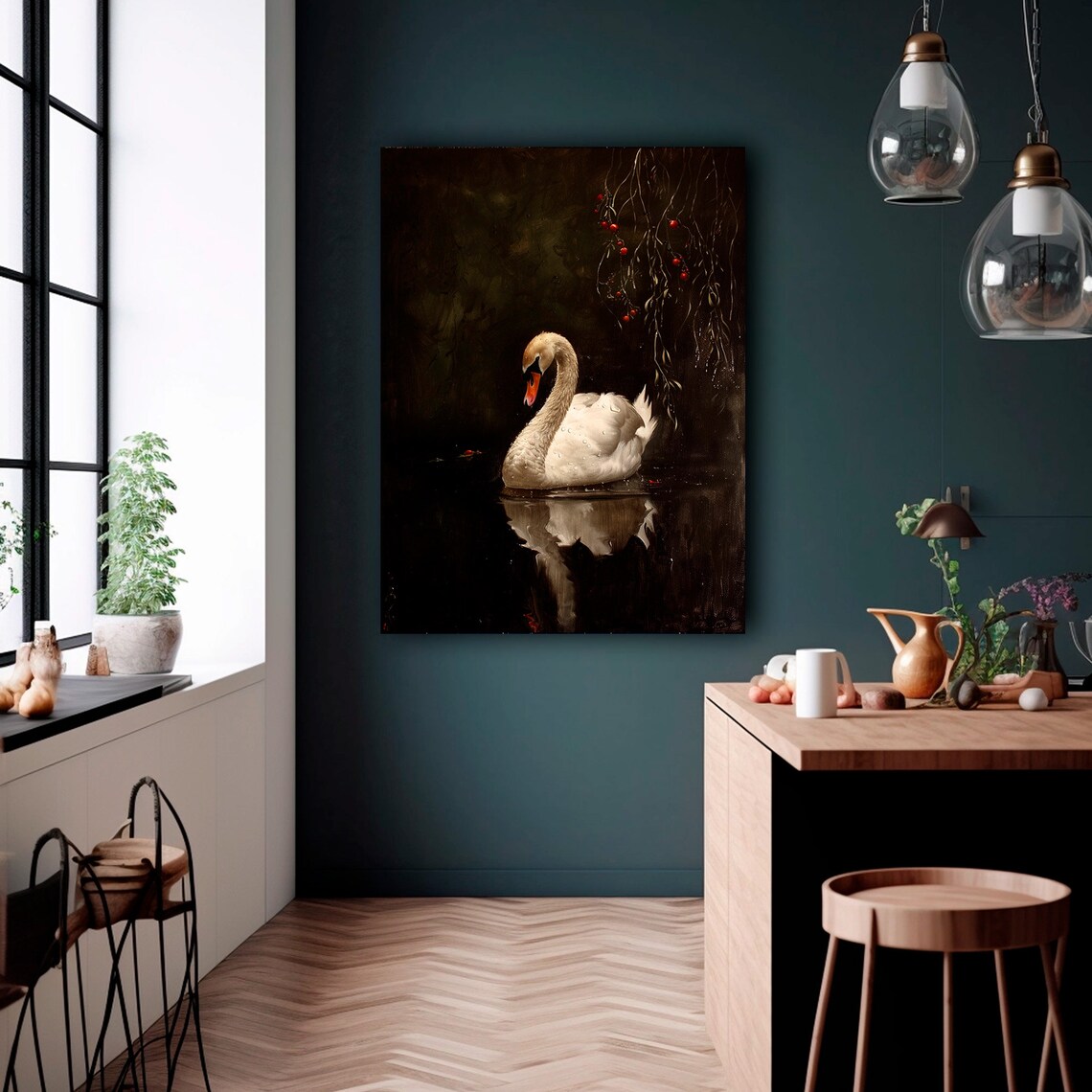 Antique White Swan Painting Vintage Bird Art Print - Image 4