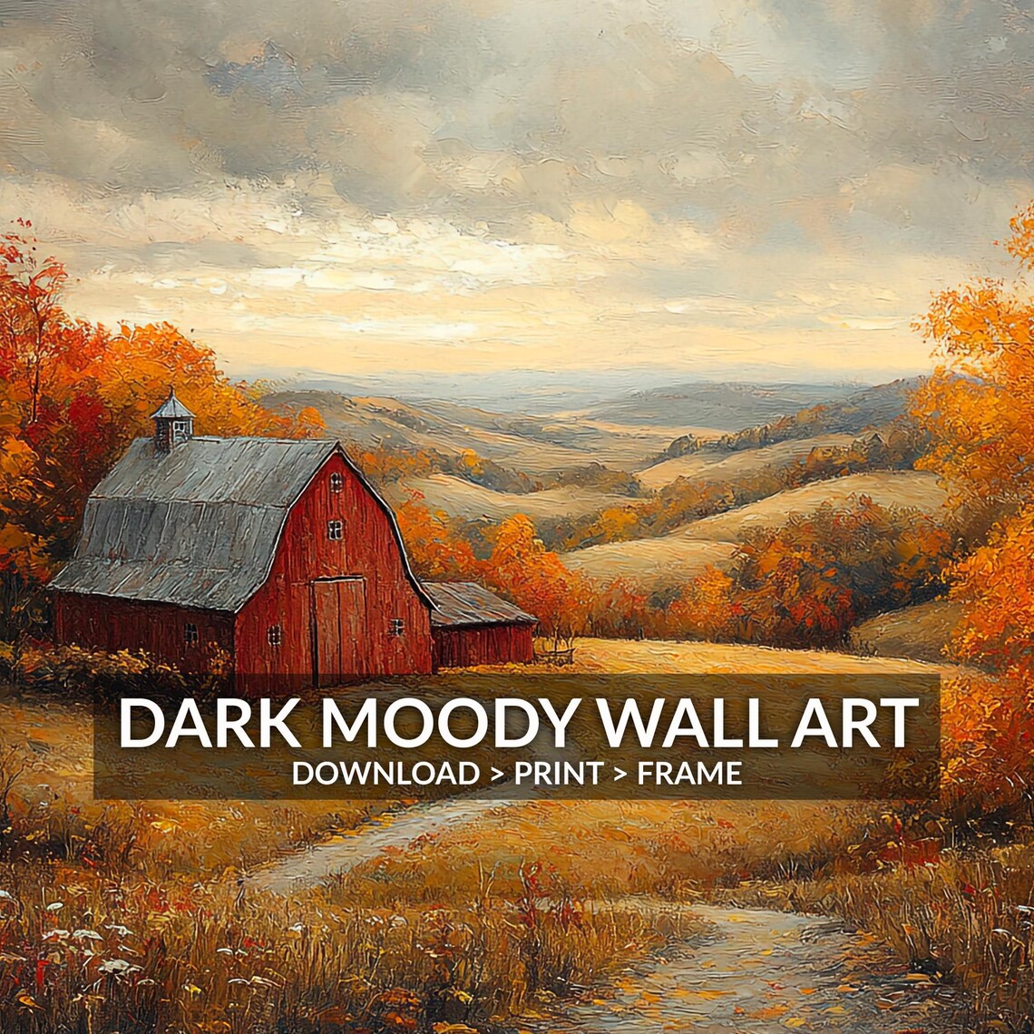 Red Barn Fall Farm Landscape, Rustic Wall Art Print - Image 6