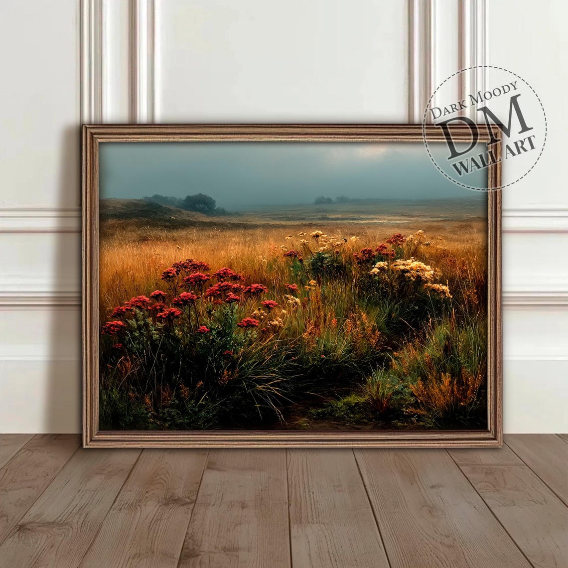 Scottish Highlands Moor Wildflowers Moody Rustic Landscape Poster