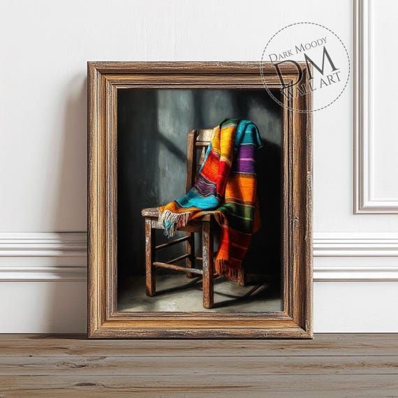 Mexican Serape Blanket Wall Art Rustic Moody Still Life