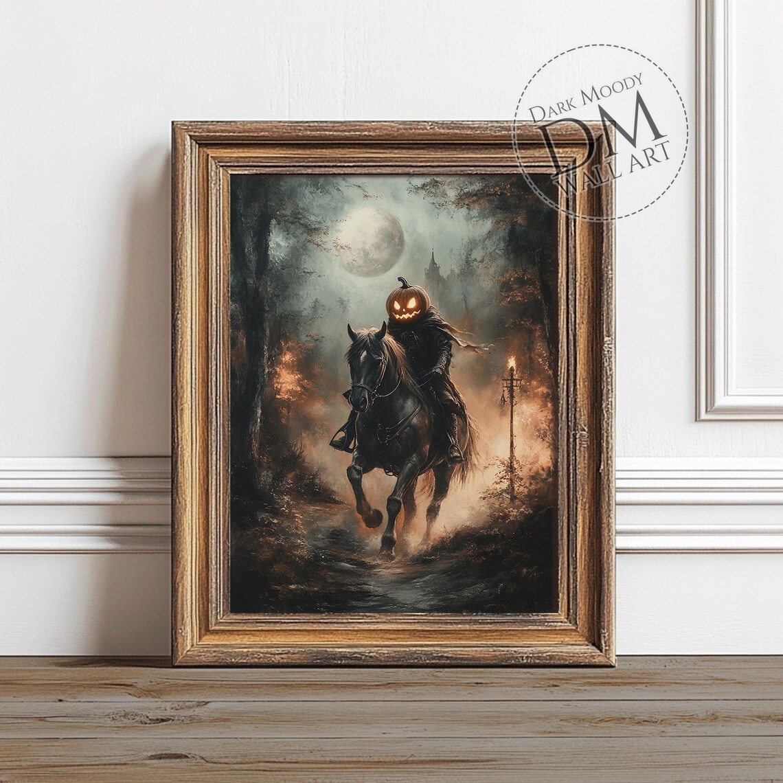 Headless Horseman Halloween Gothic Spooky Pumpkin Rider Art Print