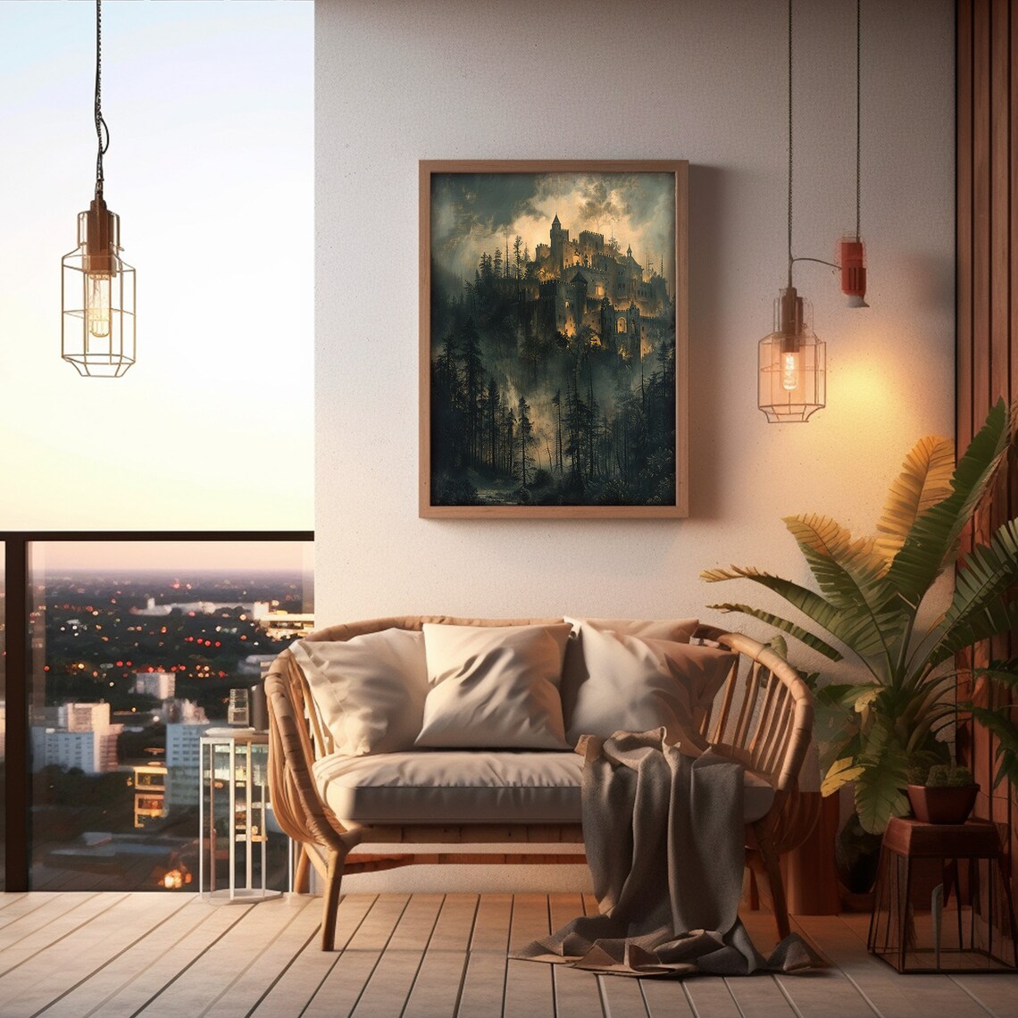 Gothic Castle Painting, Dark Moody Halloween Art Print - Image 5