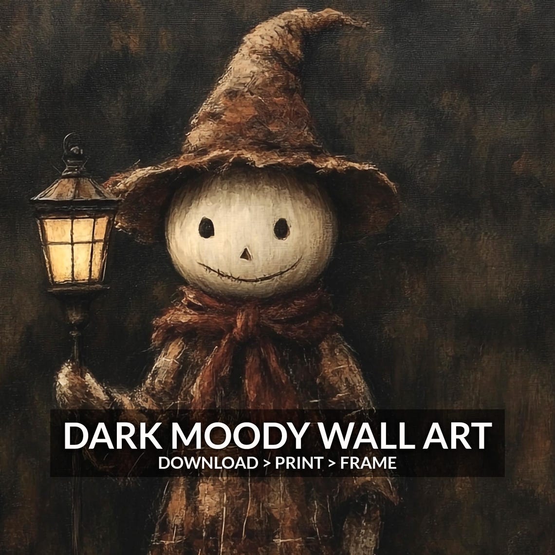 Cute Scarecrow Lantern Night Jack O Lantern Halloween Wall Art - Image 6