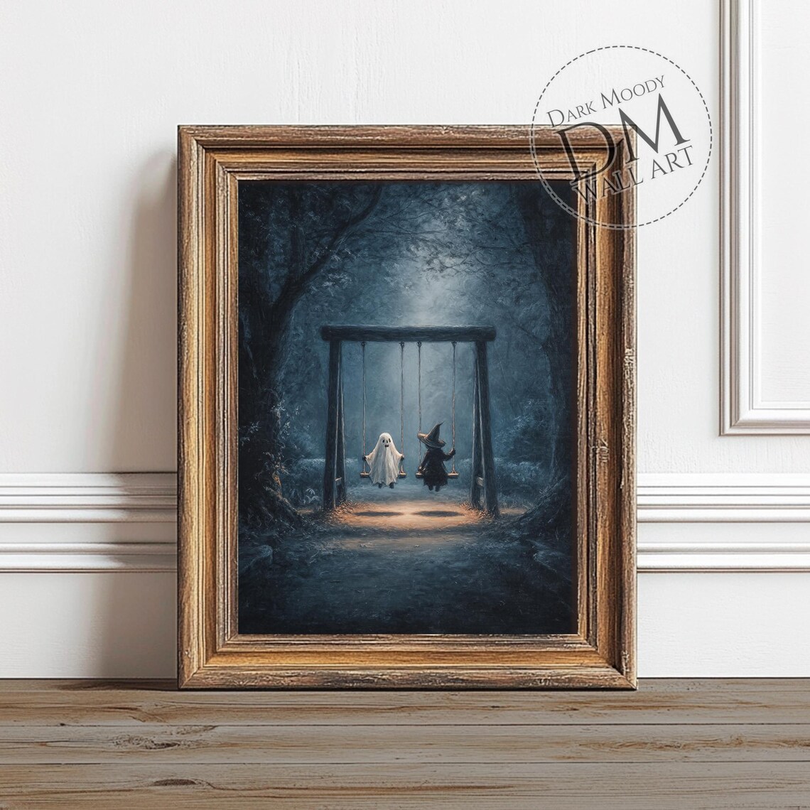 And Witch Halloween Wall Art Spooky Forest Swing Print