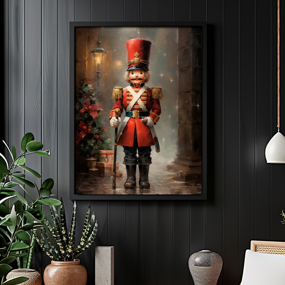 Vintage Nutcracker Snowy Street Lamp Christmas Tree Gifts Art Print - Image 6