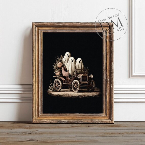 Vintage Car Wall Art Halloween Spooky Decor