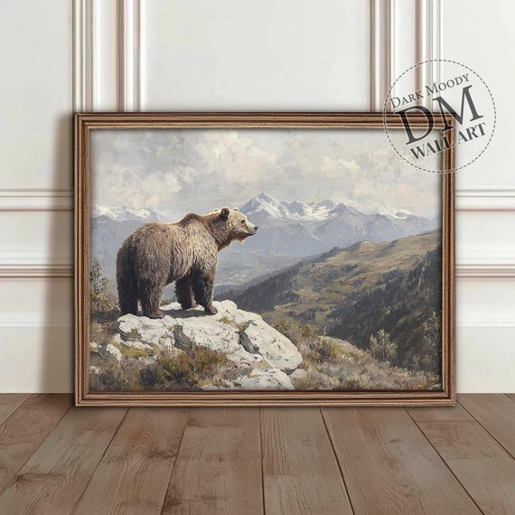 Bear Wall Art Rustic Mountain Animal Print