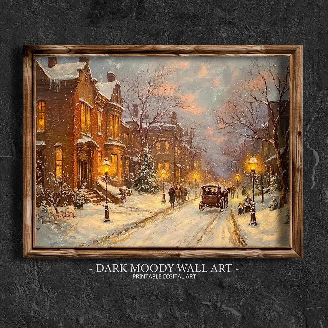 Victorian Chicago Snowy Street Vintage Winter City Scene Wall Art - Image 5