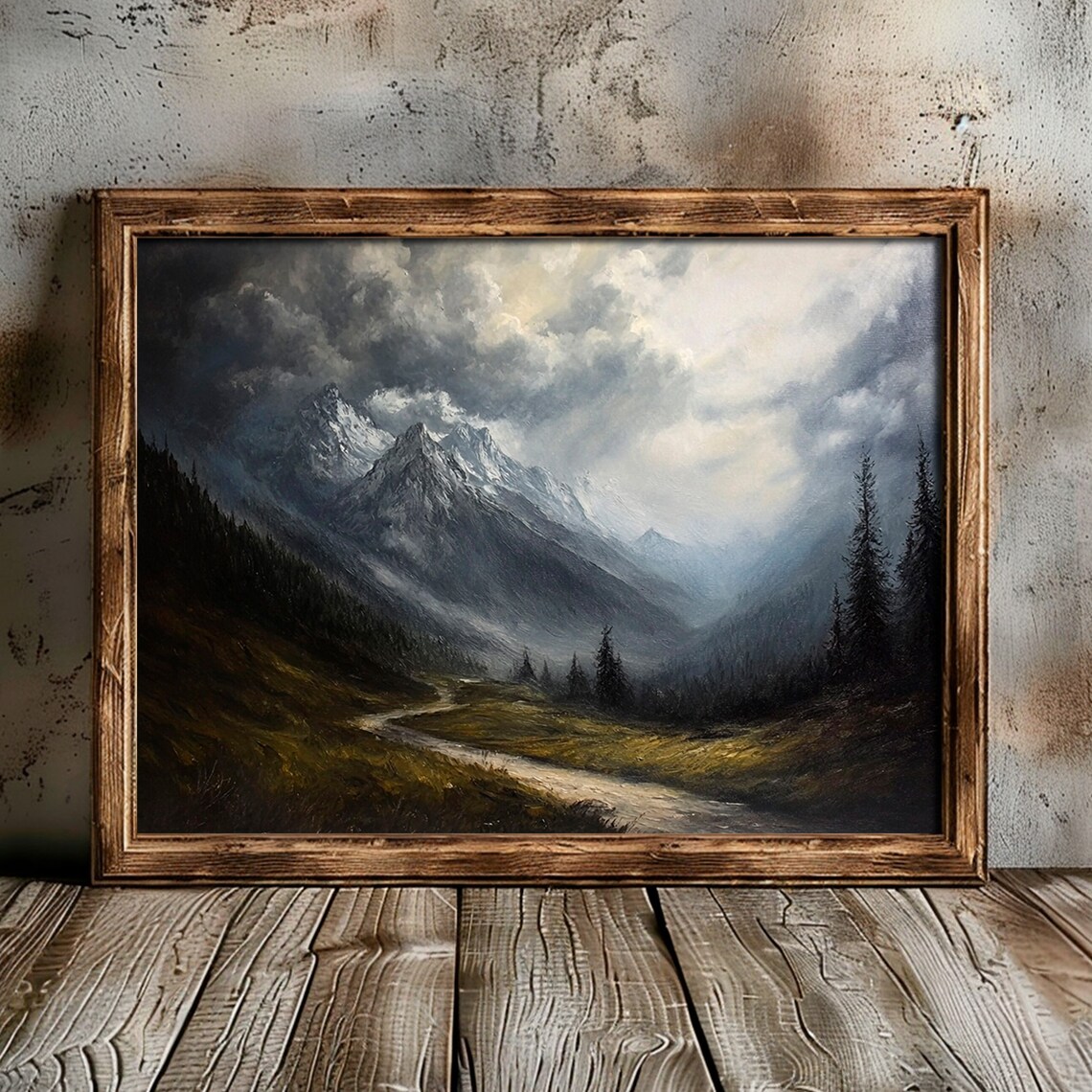 Mountain Moody Landscape Art Print, Rustic Cottagecore - Image 2