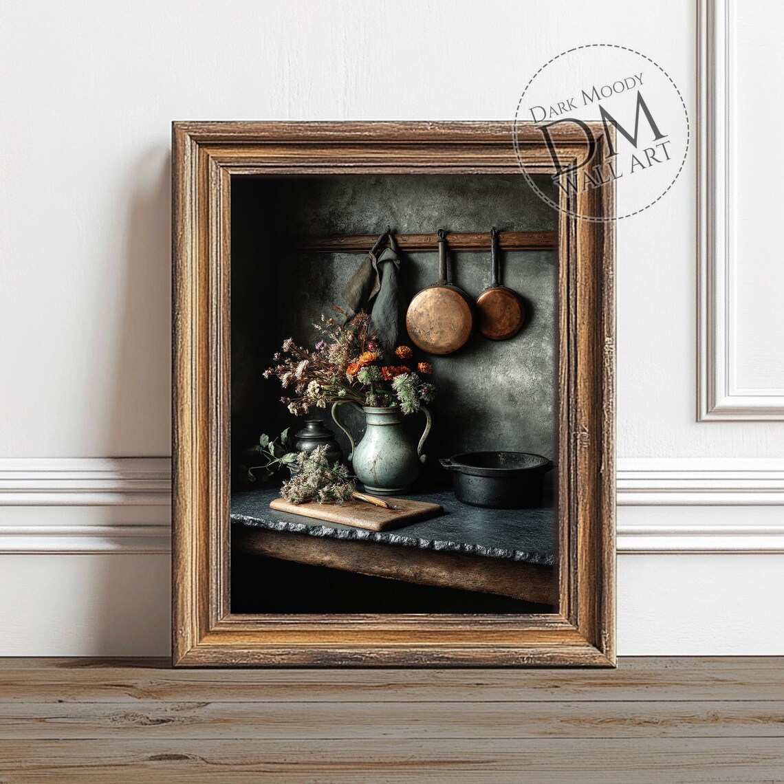 French Country Kitchen Wall Art, Rustic Copper Pot Still Life
