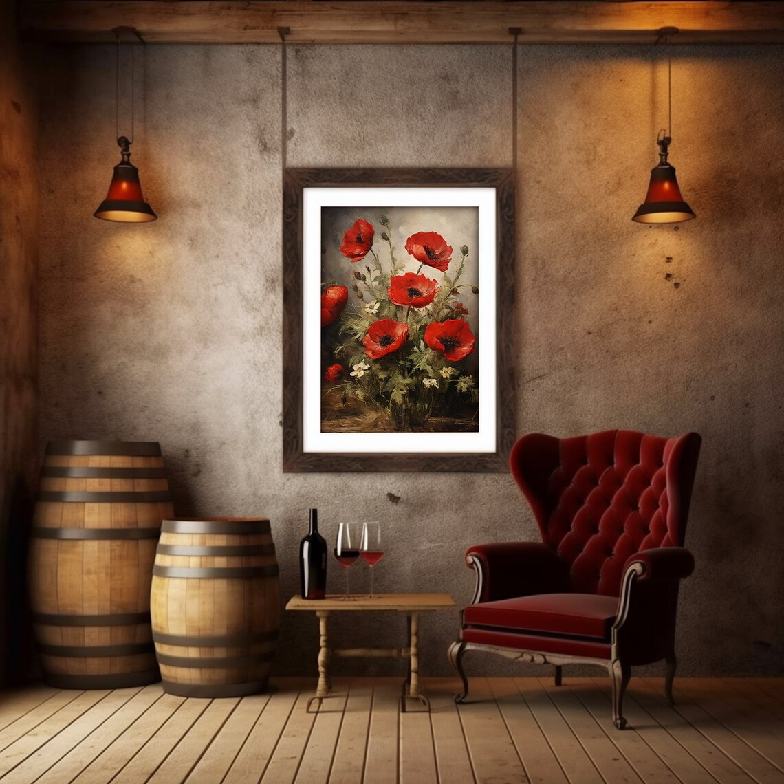 Red Poppy Dark Academia Gothic Floral Art Print - Image 5