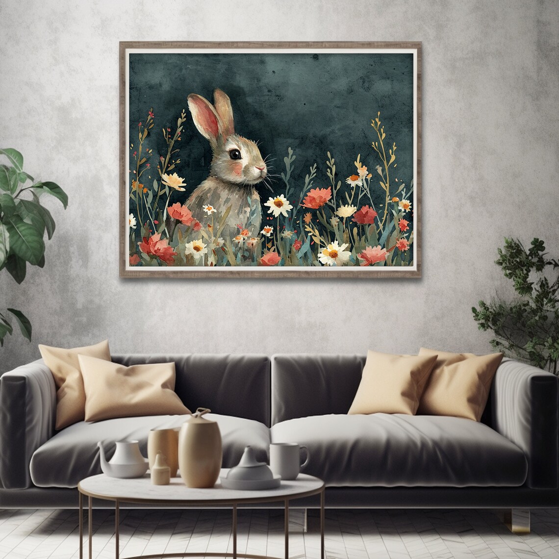 Easter Bunny Prints, Moody Rabbit Painting - Image 6