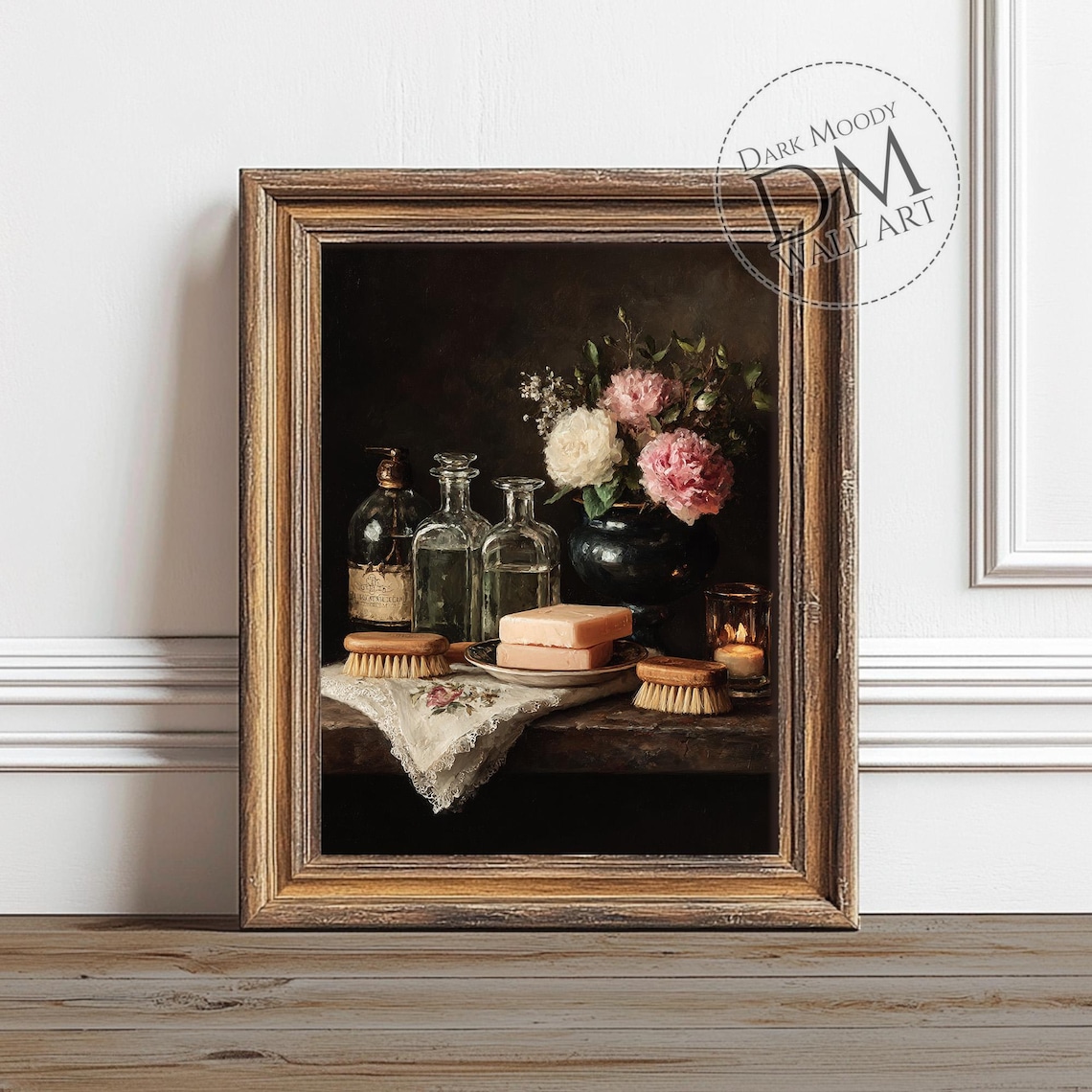 Bathroom Still Life Floral Vanity Art Print