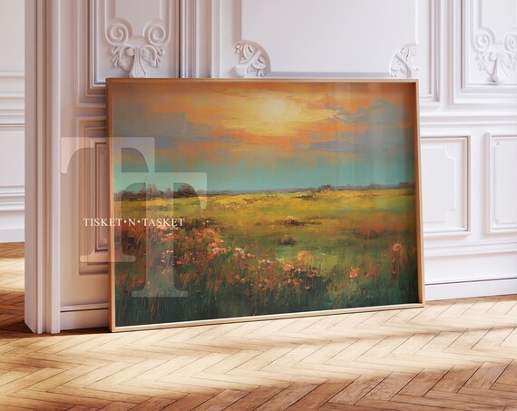 Sunset Landscape Painting, Nature Scene