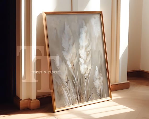 Farm House Wheat Painting, Neutral Tone Wall Art