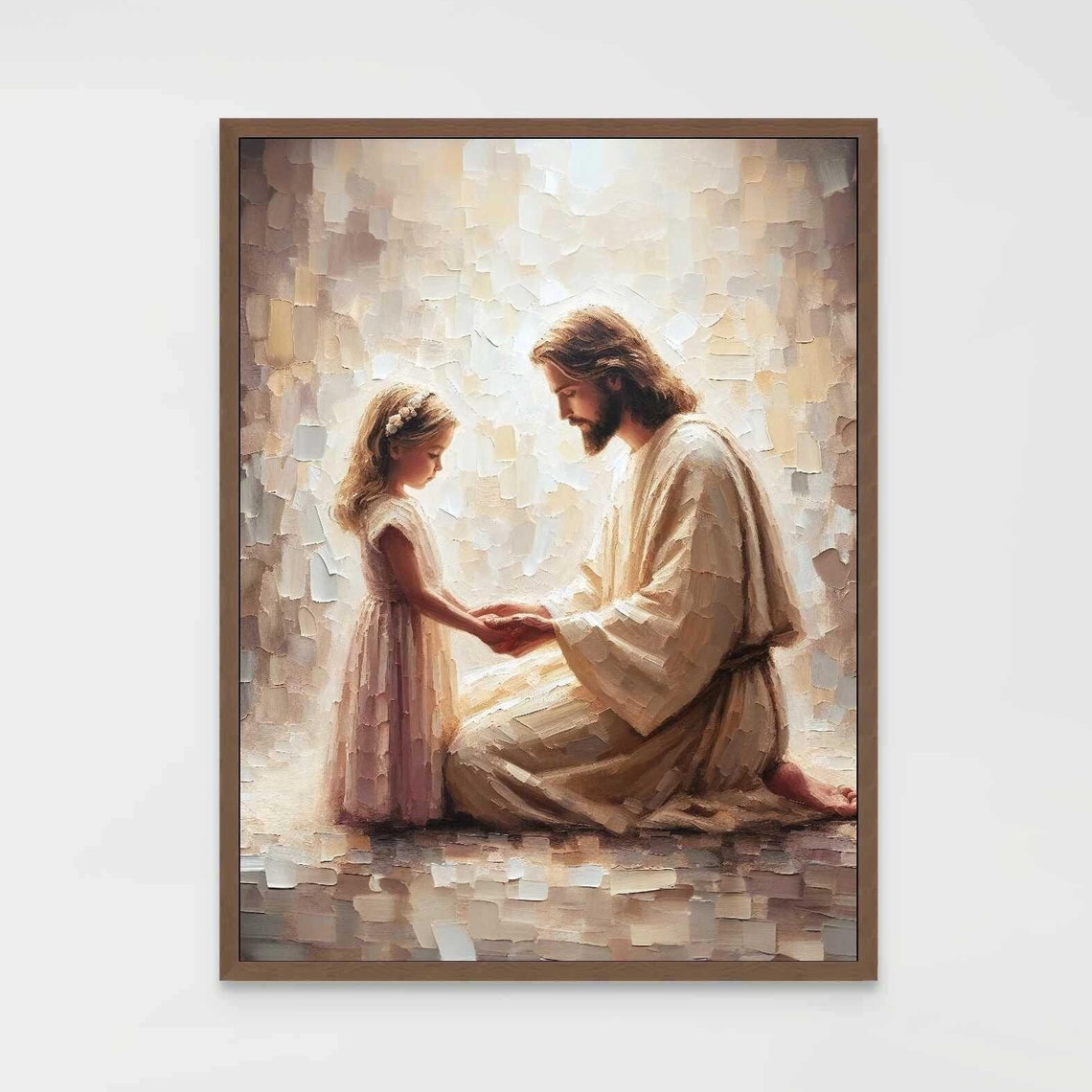 Jesus With Girl, Christian Bible Art Print