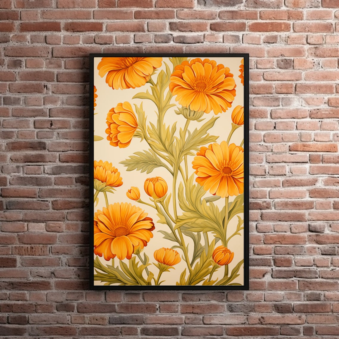 Vintage Marigold Art Print, Botanical Floral Decor - Image 6