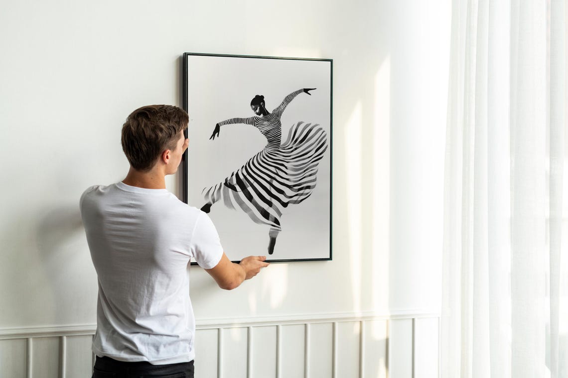 Black White Dancer Abstract Figure Art Print - Image 5