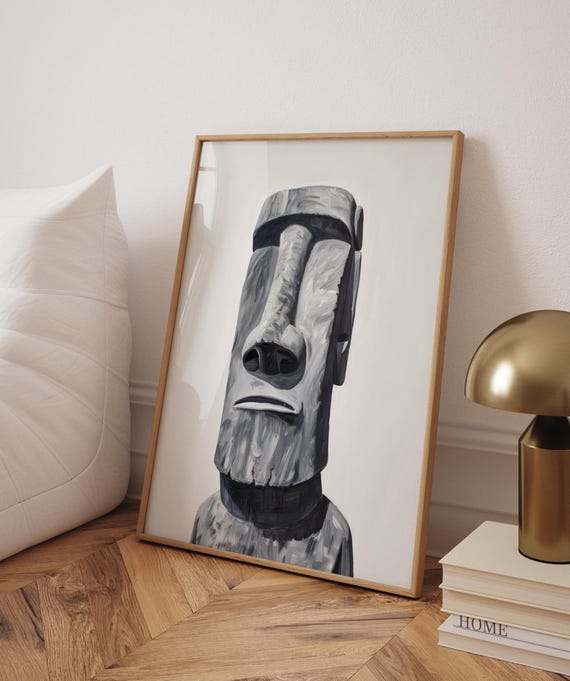 Easter Island Statue Boho Japandi Art Print