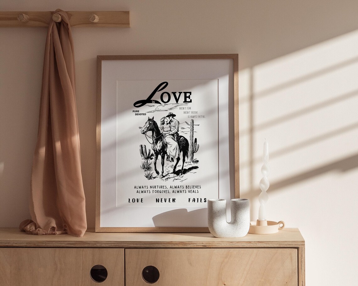 Love Is Scripture Cowboy Print, Motivational Quote Poster - Image 5