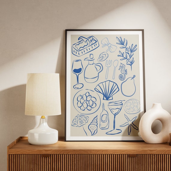 Greece Mediterranean Retro Beach Art Print