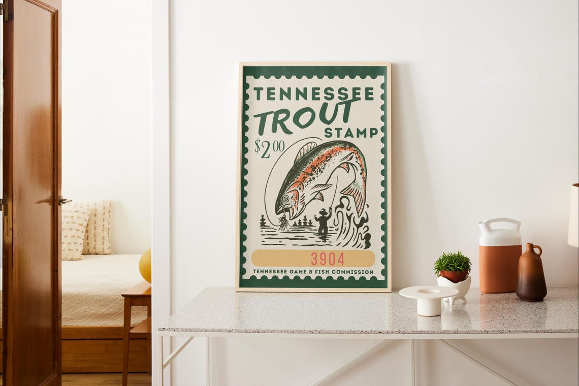 Trout Fish Travel Poster, Beach Art - Image 3
