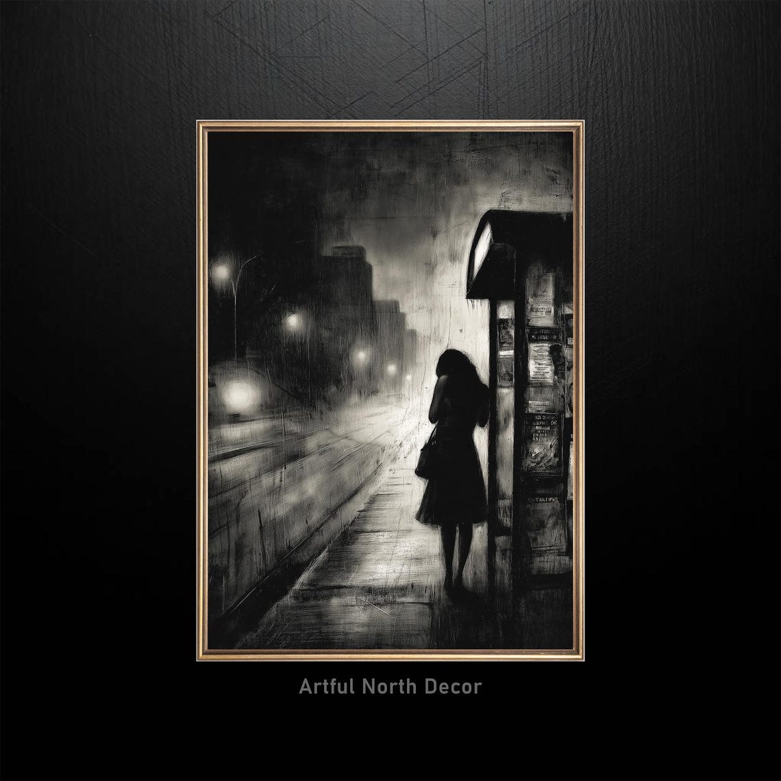 Midnight Bus Print Moody Gothic Wall Art Dark Academia