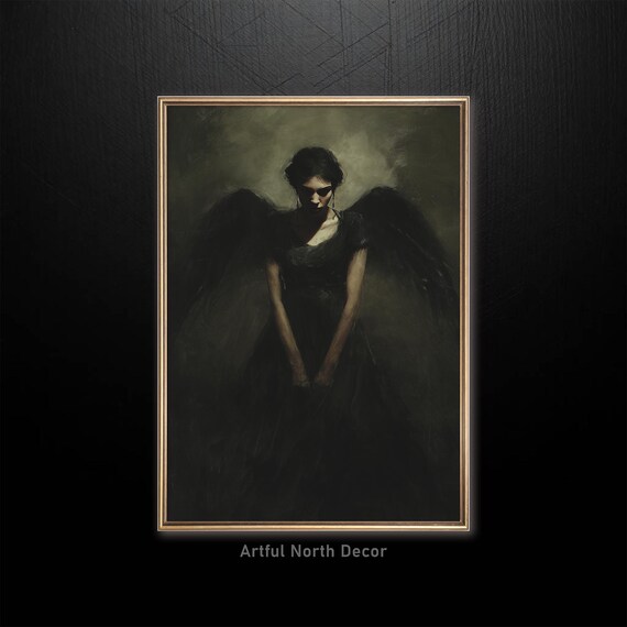 Moody Angel Art Print Dark Academia Gothic Decor