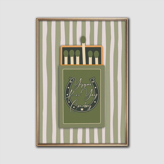 Yippee Kiyay Cowboy Matchbox Print Western Wall Art