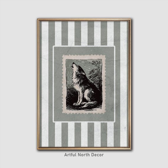 Vintage Wolf Stamp Art Print
