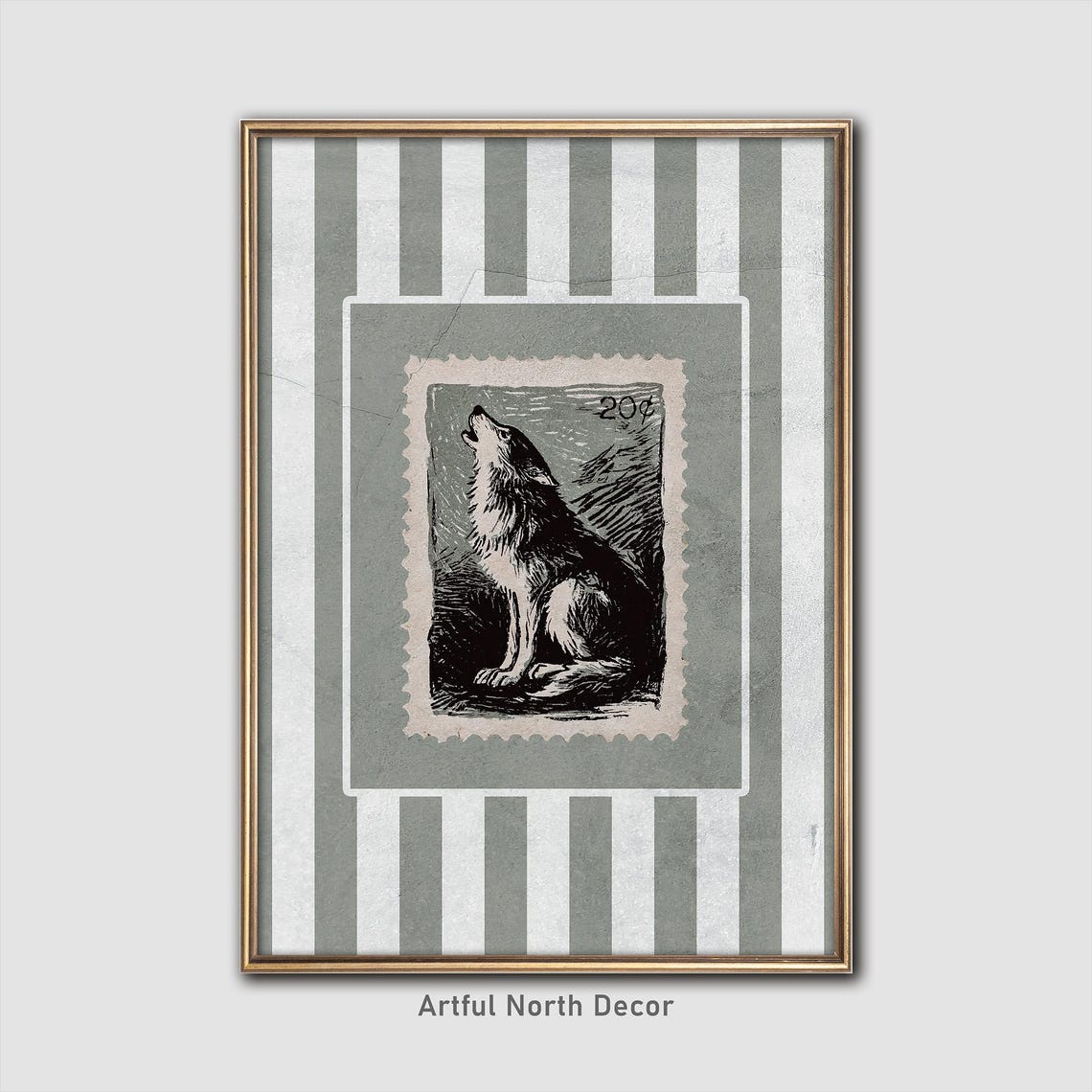 Vintage Wolf Stamp Art Print