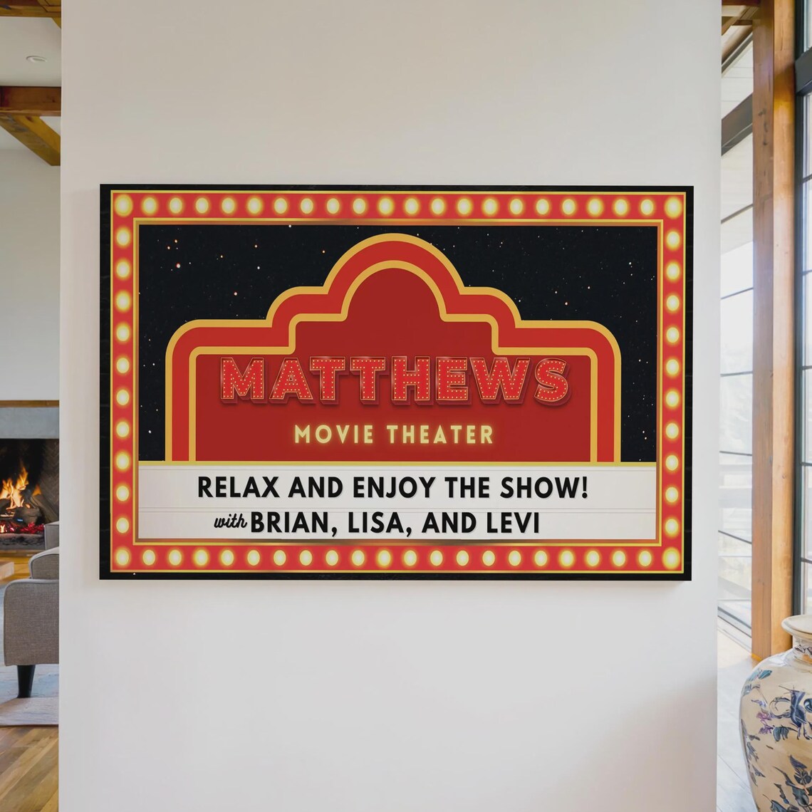 Matthews Movie Theater Personalized Marquee Home Cinema Decor Poster