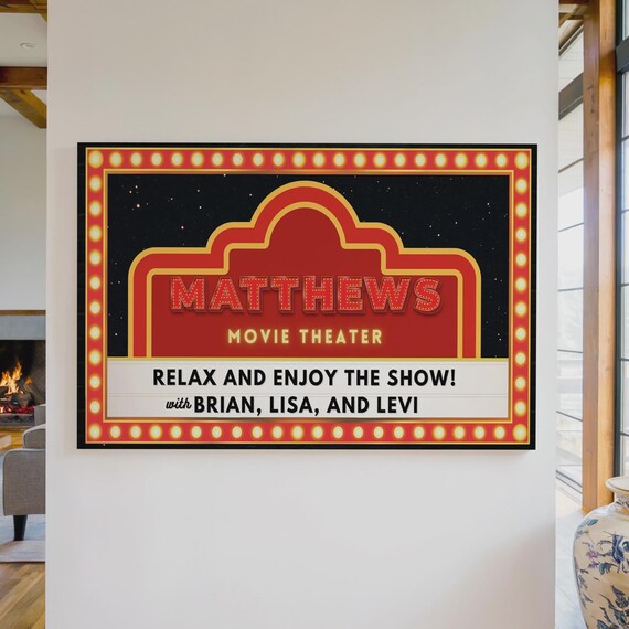 Matthews Movie Theater Personalized Marquee Home Cinema Decor Poster