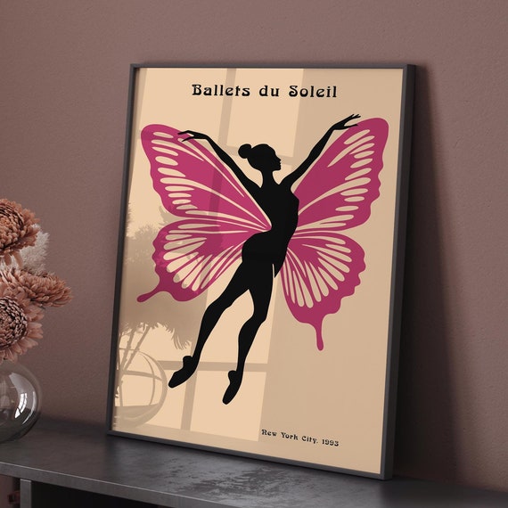 Ballets Du Soleil Butterfly Ballerina Poster Elegant Dance Wall Art Butterfly Ballerina Print Modern Ballet Print Dance Lover Gift Idea