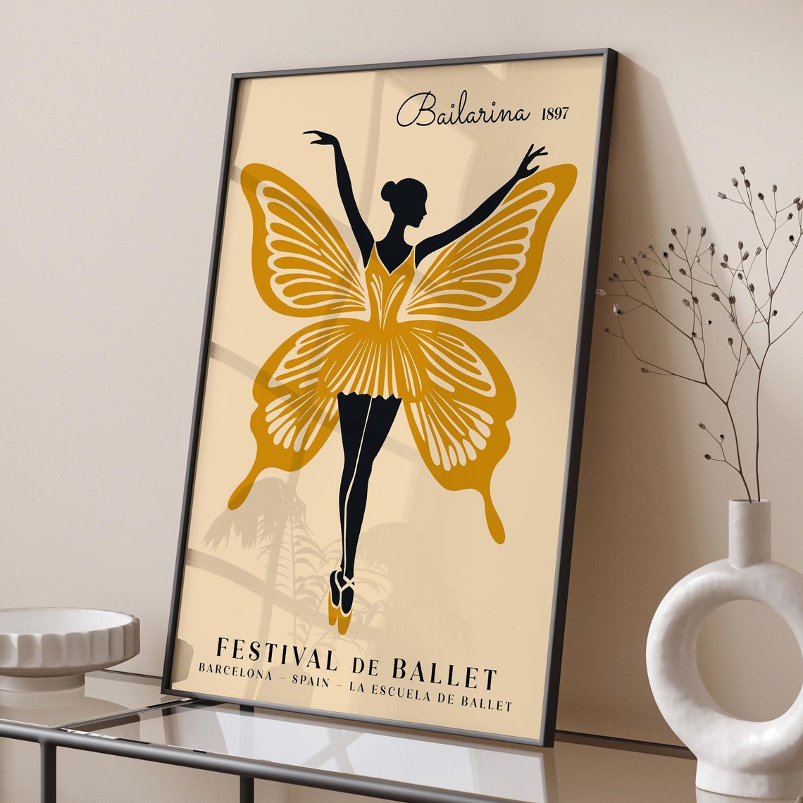 Festival de Ballet Barcelona 1897 Golden Butterfly Wings Poster