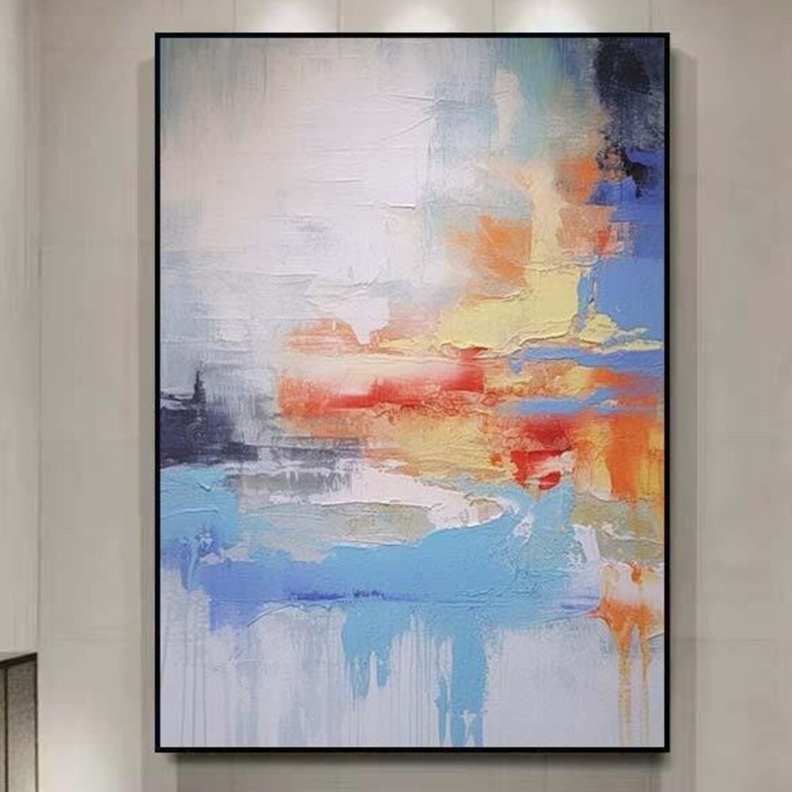 Dreamy Soft Abstract Clouds In White Coral And Sky Blue Poster