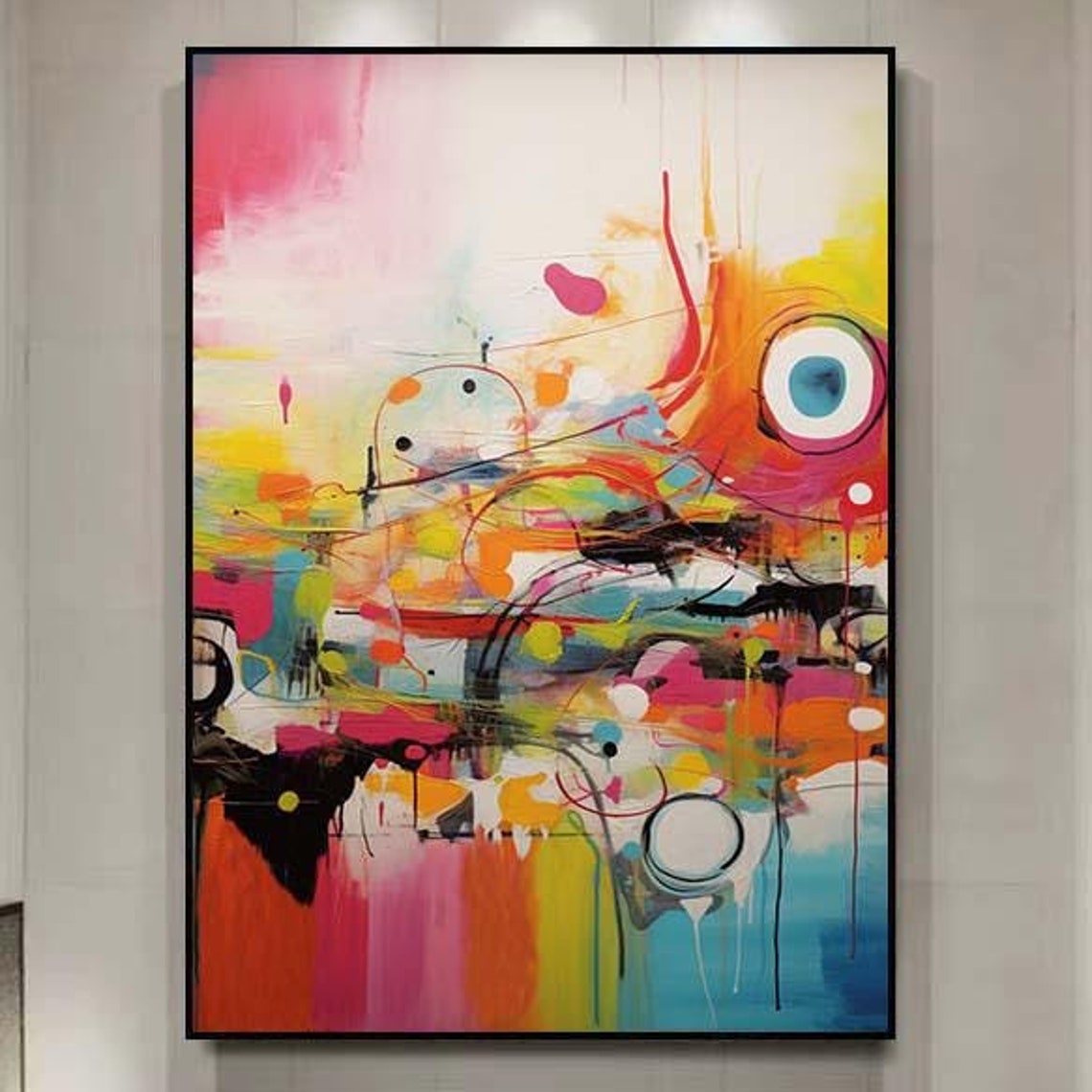 Rainbow Drip Multicolor Modern Abstract Vertical Bright Color Poster